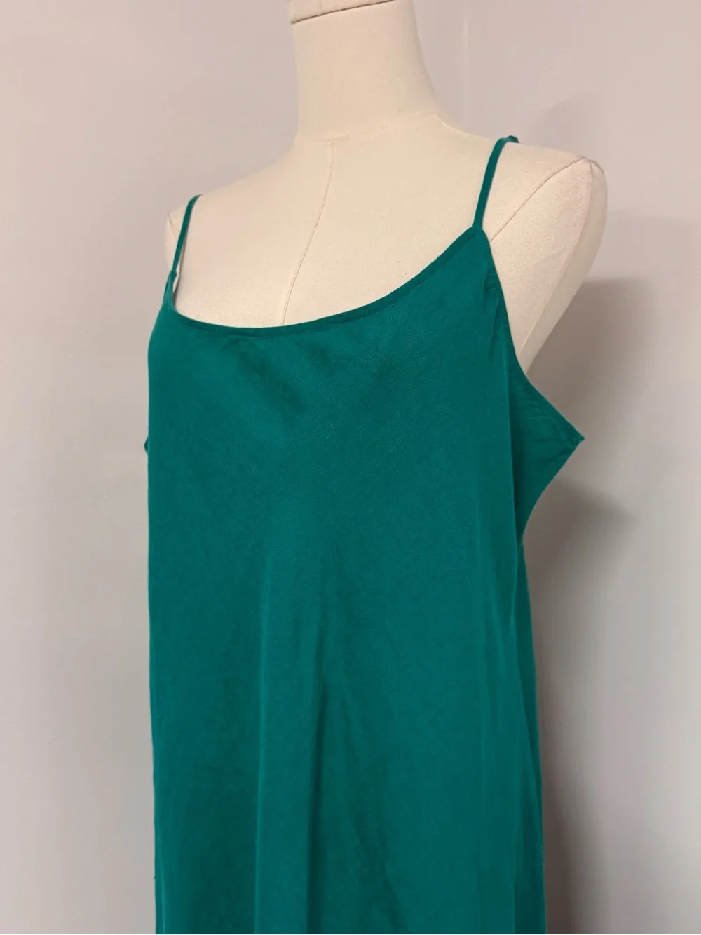 J.Crew Gwyneth Linen Maxi Slip Dress Size 16 Teal Green Adjustable Straps